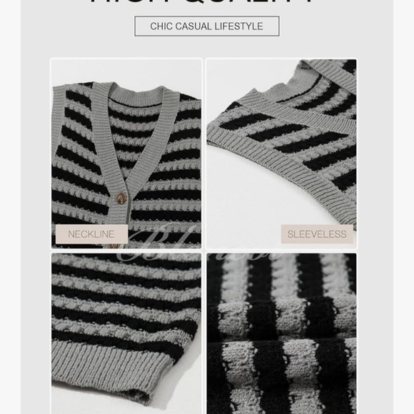 V Neck Striped Fall Sweater Vest/Dress/Cardigan #1080 NWOT - Picture 8 of 12